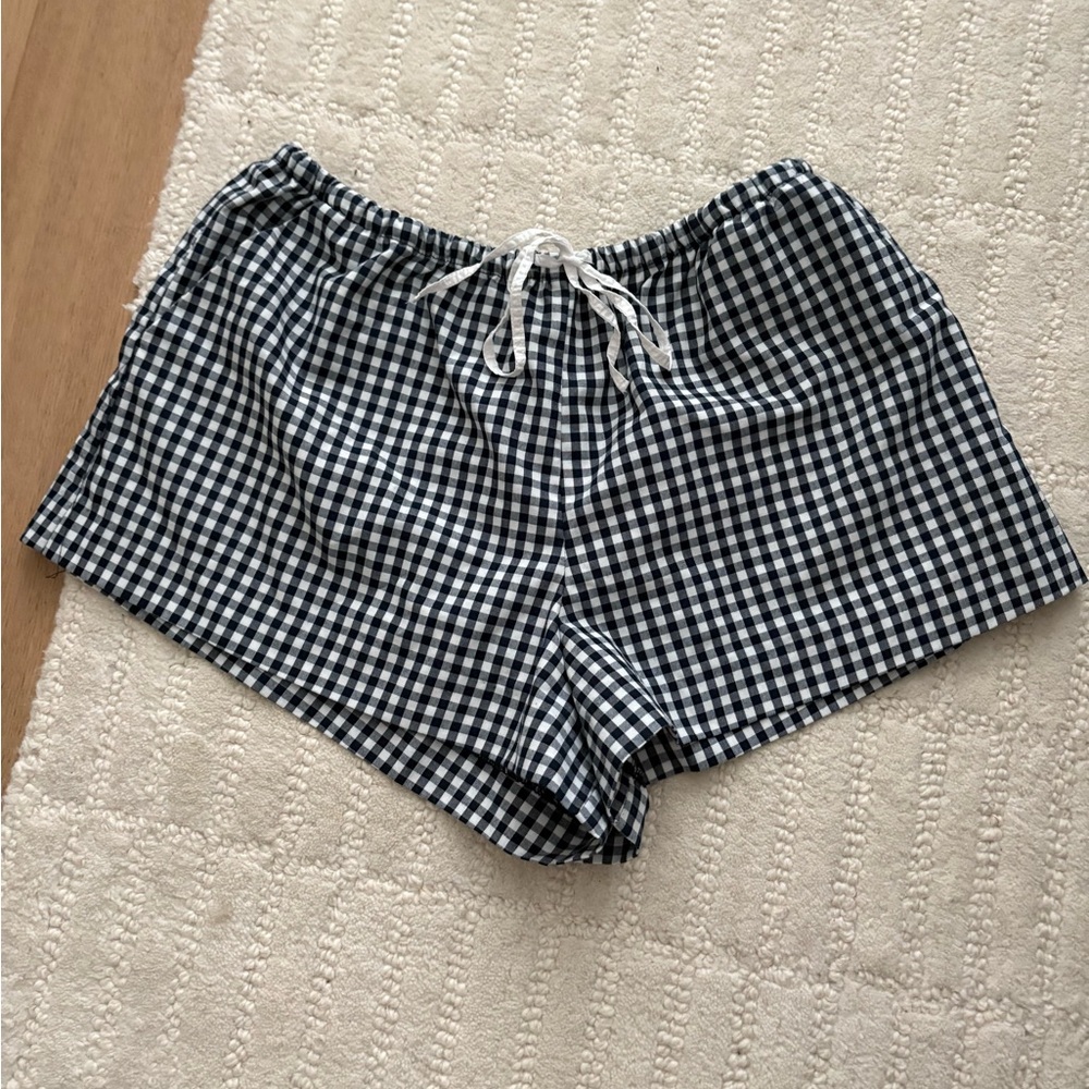 Zara Navy and White Checkered Shorts